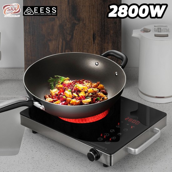 Portable Infrared Ceramic Cooktop 2800W Countertop Burner with Dual Heating Rings No EM Radiation 